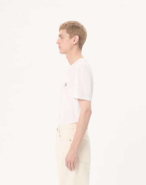 Valentino - Cotton T-shirt With Vlogo Patch - Ivory - Man - T-shirts And Sweatshirts